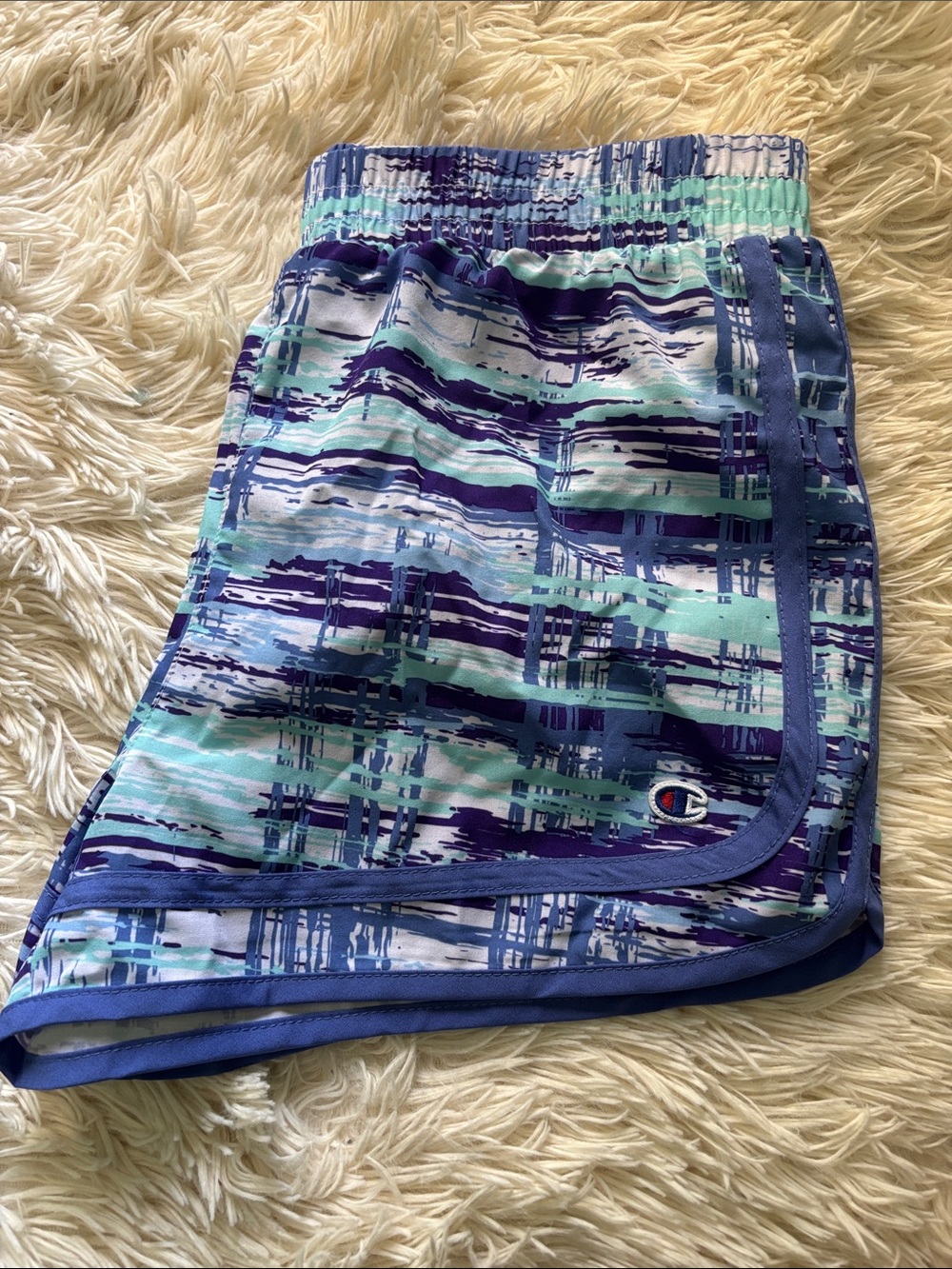 Champion Purple and Teal Patterned Athletic Shorts